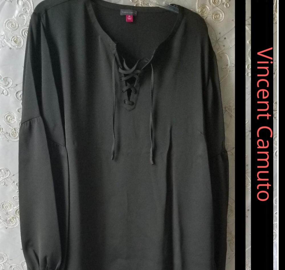 Vincent Camuto Lace Up Blouse-2X NWY